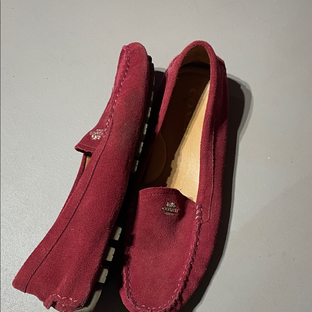 Coach Deep Red Suede Moccasins - Picture 5 of 6